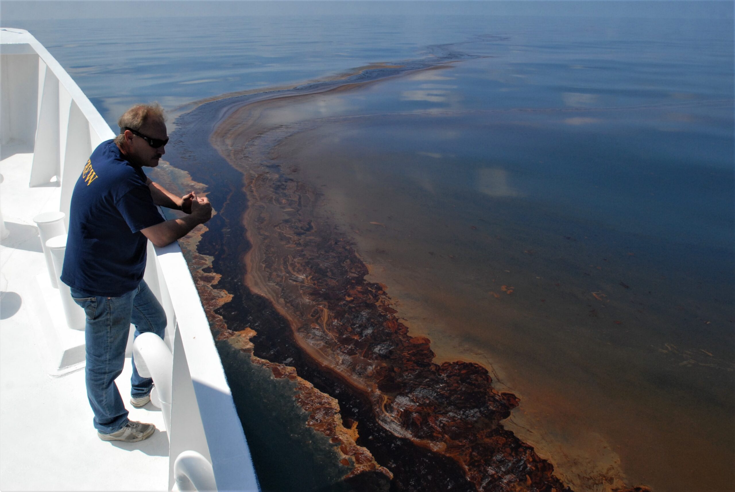 National Oceanic and Atmospheric Administration researchers collect data on a redirected mission to study the impact on marine life of the massive oil spill caused by the oil leak from the Deepwater Horizon oil well that exploded 20 April.