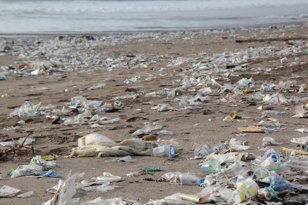 Debris scattered on the coast in Durban, South Africa during the 26th annual International Coastal Cleanup.