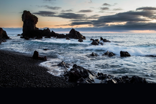 Djúpalónssandur Beach on the Snaefellsnes Peninsula of Iceland at sunset