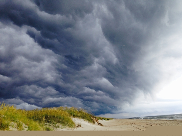 Storm rolling onto a beach
