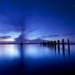 blue seascape at dusk