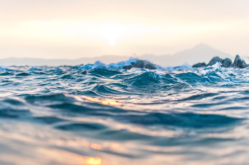 oceanscape with a beautiful setting sun