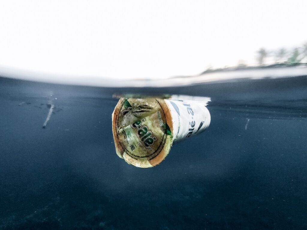 Cup Floating in the ocean